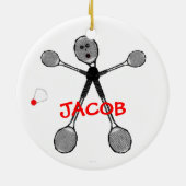 Custom Badminton Player Cartoon Keramikornament (Hinten)