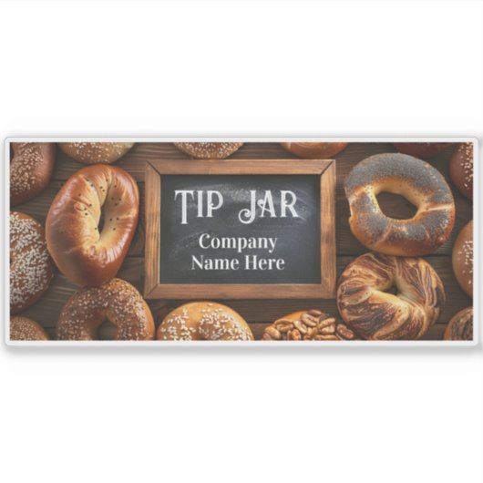 Custom Bagel Cafe Business Tip Jar Aufkleber (Vorderseite)