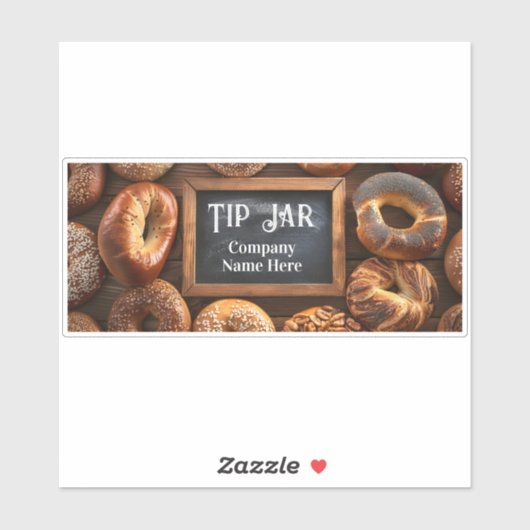 Custom Bagel Cafe Business Tip Jar Aufkleber (Blatt)
