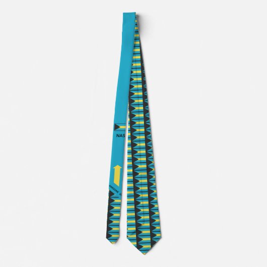 Custom BAHAMAS FLAG Monogram Neck Tie Krawatte (Rückseite)