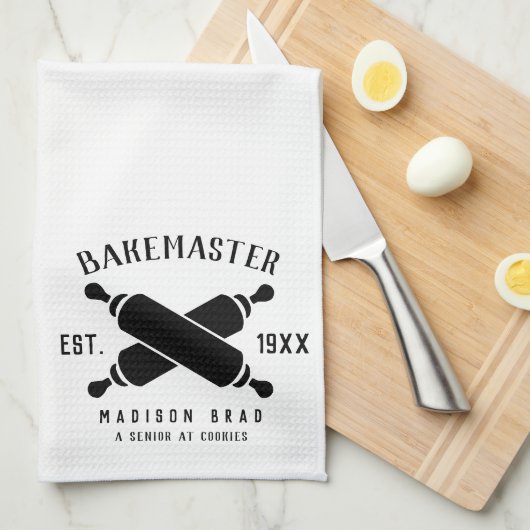 Custom Bake Master Mutter Tag schwarzer Text klass Geschirrtuch (Viertel Falte)