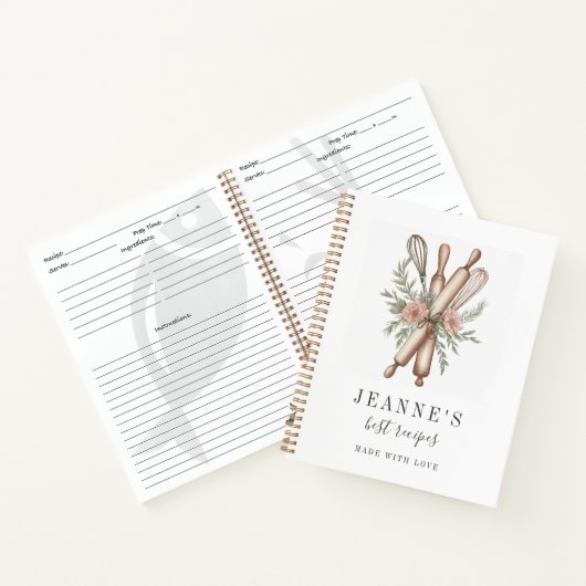 Custom Bakers Rolling Button Whisk Recipe Vorlagen Notizblock (Innenseite)