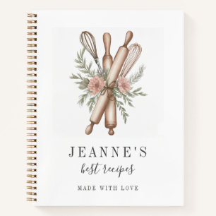 Custom Bakers Rolling Button Whisk Recipe Vorlagen Notizblock