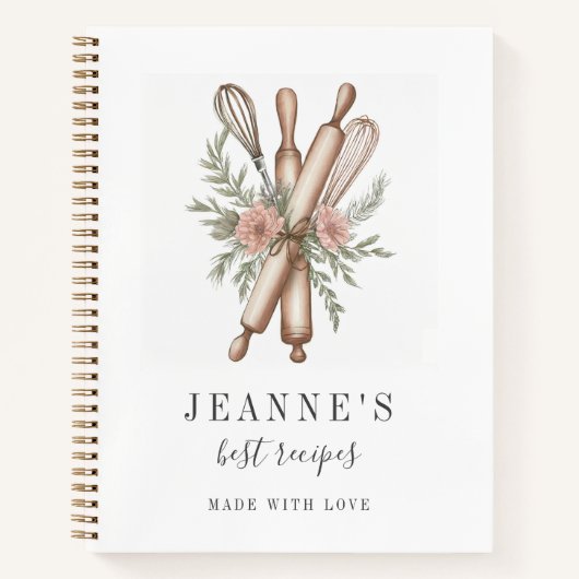 Custom Bakers Rolling Button Whisk Recipe Vorlagen Notizblock (Vorderseite)