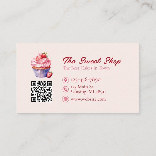 Custom Bakery Business Card with QR Code  Visitenkarte (Rückseite)