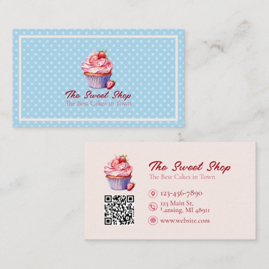 Custom Bakery Business Card with QR Code  Visitenkarte (Vorne/Hinten)