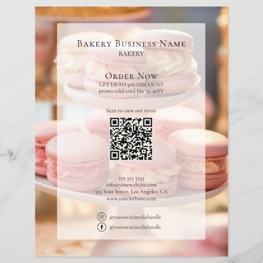 Custom Bakery Foto Social Media QR Code Flyer (Vorne)