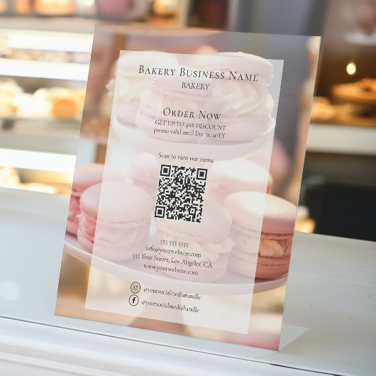 Custom Bakery Foto Social Media QR Menü Sockelschild