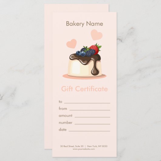 Custom Bakery Gift Certificate (Vorne/Hinten)