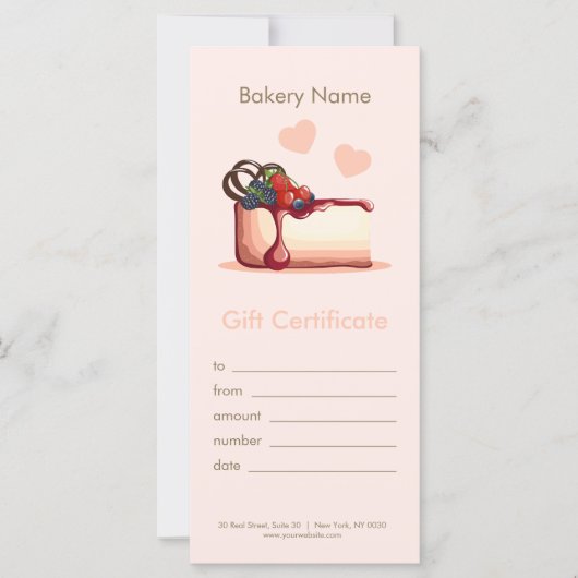 Custom Bakery Gift Certificate  (Vorderseite)