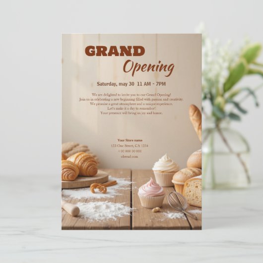 Custom Bakery Grand Opening Einladung (Stehend Vorderseite)