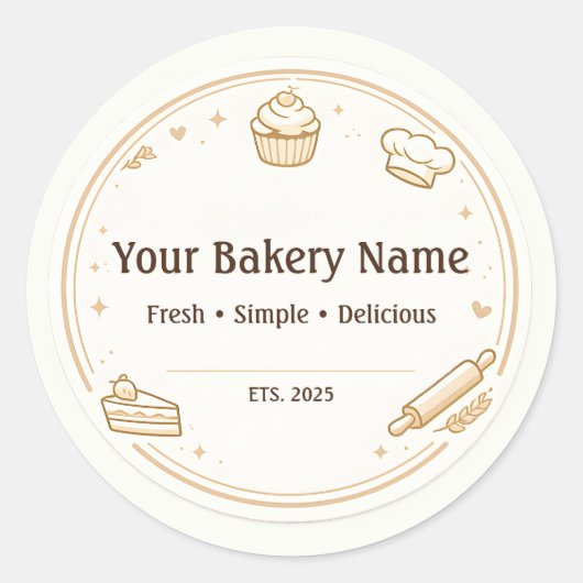 Custom Bakery Logo Sticker - Baking Icon Design (Vorderseite)