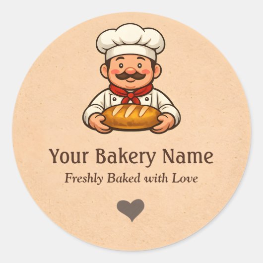 Custom Bakery logo Sticker - Chef Bread Logo (Vorderseite)