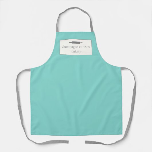 Custom Bakery Name Aqua Blue + Grau Koch oder Pers Schürze (Vorderseite)