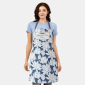 Custom Bakery Name Blue Lotus Print Koch oder Mita Schürze (Getragen)