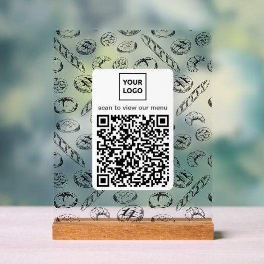 Custom Bakery Pattern QR Code Table Sign Acrylschild (Neutral)