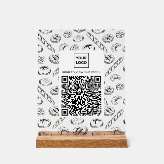 Custom Bakery Pattern QR Code Table Sign Acrylschild (Vorderseite)