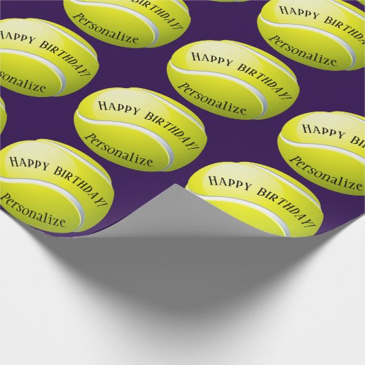 Custom Baller Tennis Ball Name glücklich Geburtsta Geschenkpapier (Ecke)