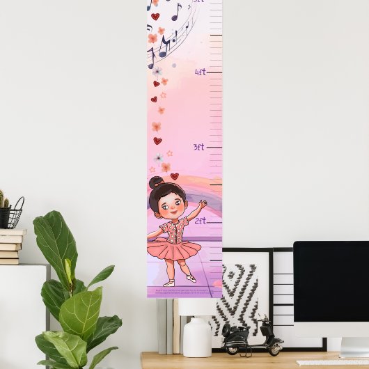 Custom Ballerina Growth Chart for Girls Poster (Heimbüro)