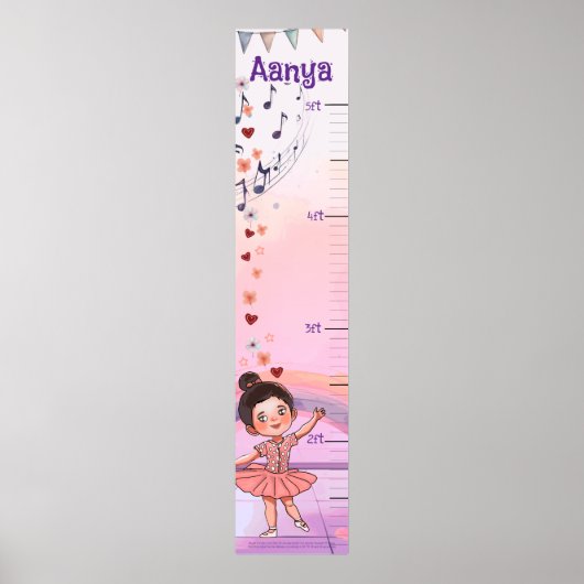 Custom Ballerina Growth Chart for Girls Poster (Vorne)