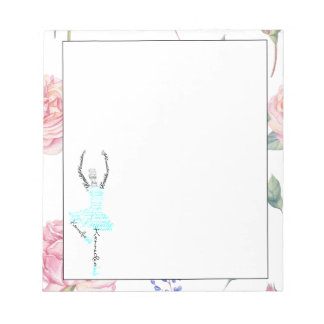 Custom Ballerina Kennidie | Rose Wasserfarbengrenz Notizblock