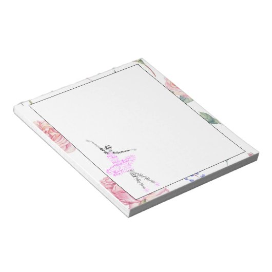 Custom Ballerina Madelyn | Rose Wasserfarben Notizblock (angewinkelt)