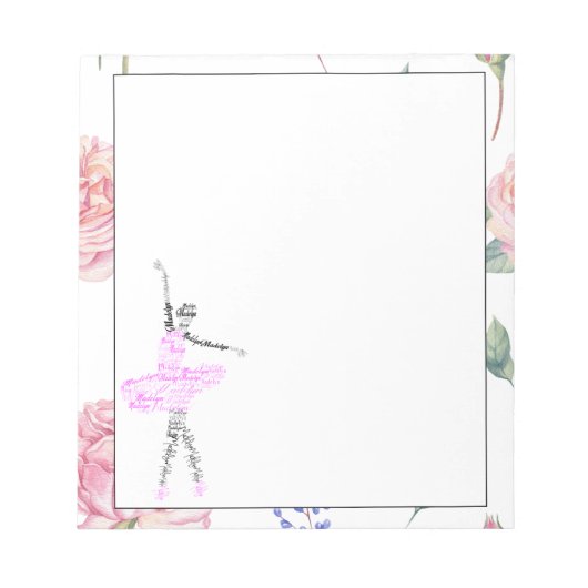 Custom Ballerina Madelyn | Rose Wasserfarben Notizblock (Vorderseite)