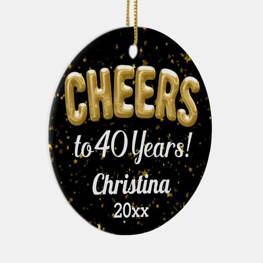 Custom Balloons Cheers to 40 Years 40 th Birthday Keramik Ornament (Rechts)
