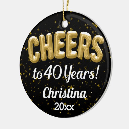 Custom Balloons Cheers to 40 Years 40 th Birthday Keramik Ornament (Links)