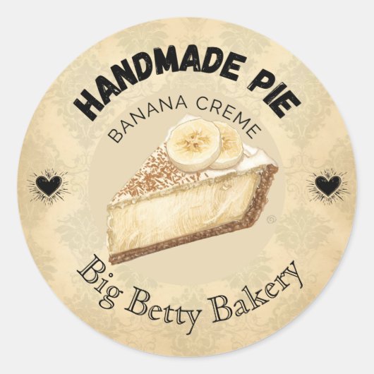 Custom Banana Cream Pie Labels | Personalisierte B Runder Aufkleber (Vorderseite)