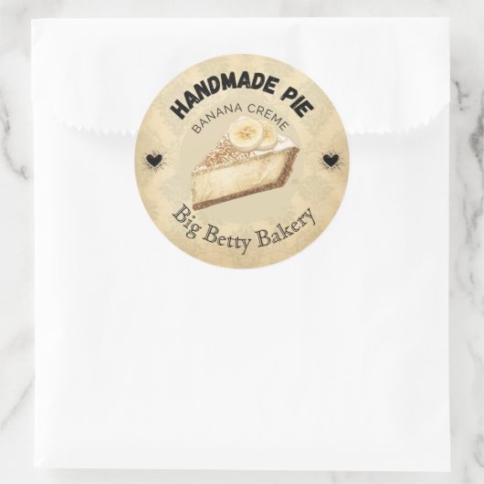 Custom Banana Cream Pie Labels | Personalisierte B Runder Aufkleber (Tasche)