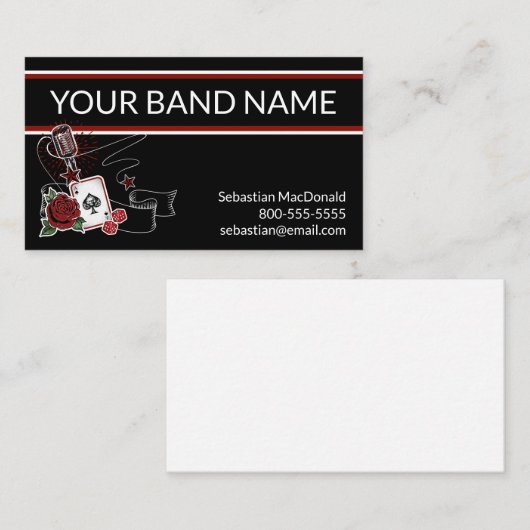 Custom Band Business Card Rockabilly Musician Rock Visitenkarte (Vorne/Hinten)