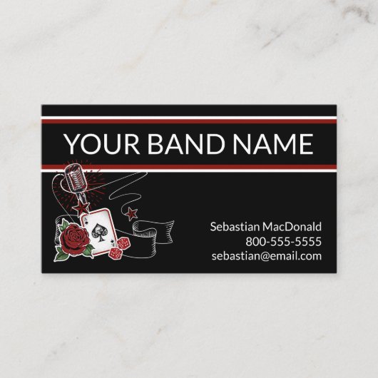 Custom Band Business Card Rockabilly Musician Rock Visitenkarte (Vorderseite)