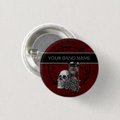 Custom Band Merch Gothic Button Skull Rose Rock Mu (Vorne & Hinten)