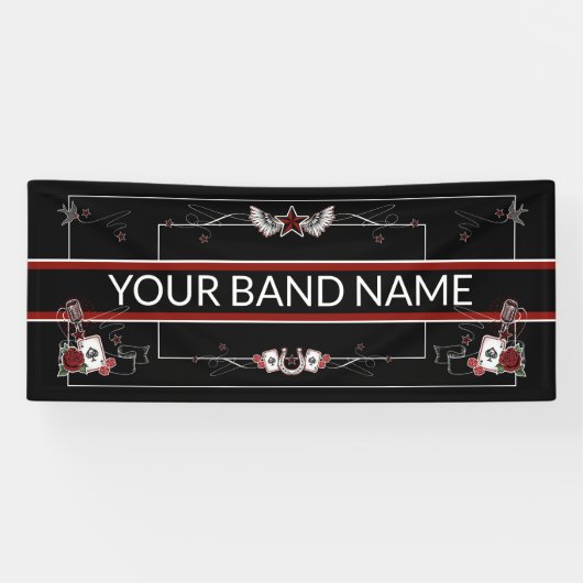 Custom Band Merch Rockabilly Music Tattoo Banner (Horizontal)