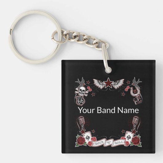 Custom Band Merch Rockabilly Rock & Roll Music Key Schlüsselanhänger (Vorderseite)