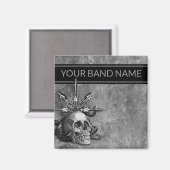 Custom Band Merch Skull Heavy Metal Rock Music Mag Magnet (Vorderseite/Rückseite)