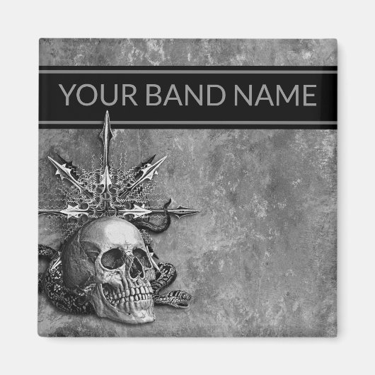 Custom Band Merch Skull Heavy Metal Rock Music Mag Magnet (Vorne)