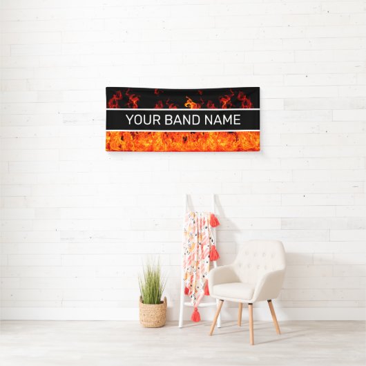 Custom Band Merge Flames Rock & Roll Music Gig Banner (Insitu)