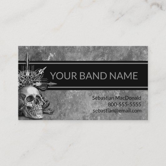 Custom Band Skull Rock Musician Heavy Metal Musik Visitenkarte (Vorderseite)