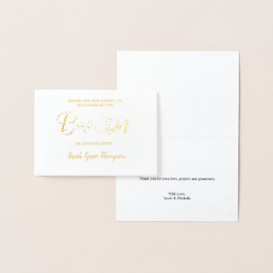 Custom Baptisbaby Mädchen Danke Folienkarte