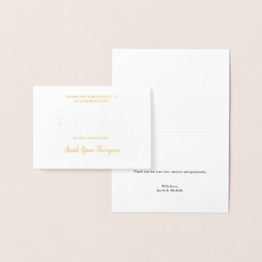 Custom Baptisbaby Mädchen Danke Folienkarte (Anzeige)