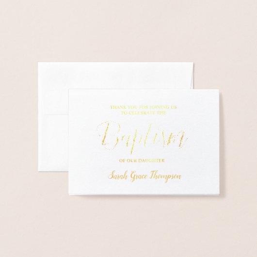 Custom Baptisbaby Mädchen Danke Folienkarte (Vorderseite mit Umschlag)