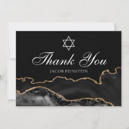 Custom Bar Mitzvah Black Gold Star von David Jewis Dankeskarte
