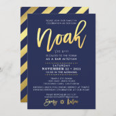 CUSTOM Bar Mitzvah Einladung für Noah Marine + Gol (Vorne/Hinten)