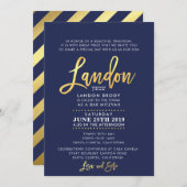 CUSTOM Bar Mitzvah Invite Marine blue + gold LANDO Einladung (Vorne/Hinten)