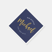 CUSTOM Bar Mitzvah Lunch Marine Goldkalligraphie Serviette (Ecke)
