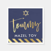CUSTOM Bar Mitzvah mazel tov für Tommy Marine + go Serviette (Vorderseite)