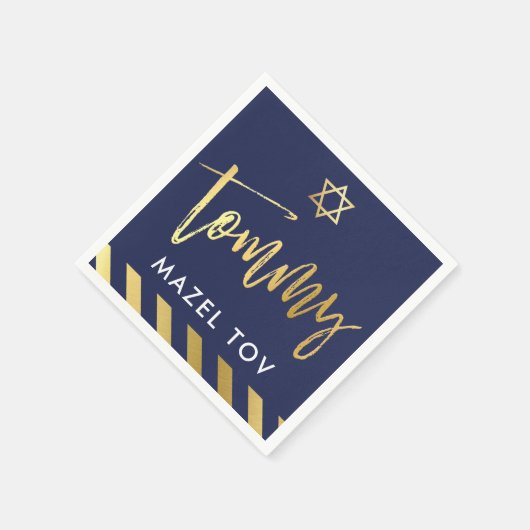 CUSTOM Bar Mitzvah mazel tov für Tommy Marine + go Serviette (Ecke)