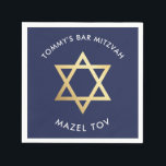 CUSTOM Bar Mitzvah mazel Tov Star Marine   Gold Serviette<br><div class="desc">von kat massage >>> WWW.SIMPLYSWEETPAPERIE.COM <<<</div>